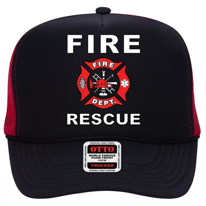 FIRE RESCUE FIRE FIGHTER FIREMAN High Crown Mesh Trucker Hat