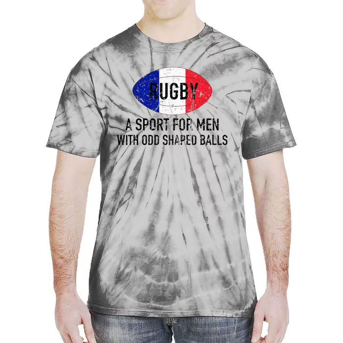 France Rugby Flag With Strange Shaped Balls Tie-Dye T-Shirt