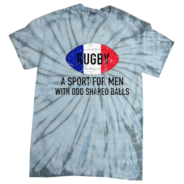 France Rugby Flag With Strange Shaped Balls Tie-Dye T-Shirt