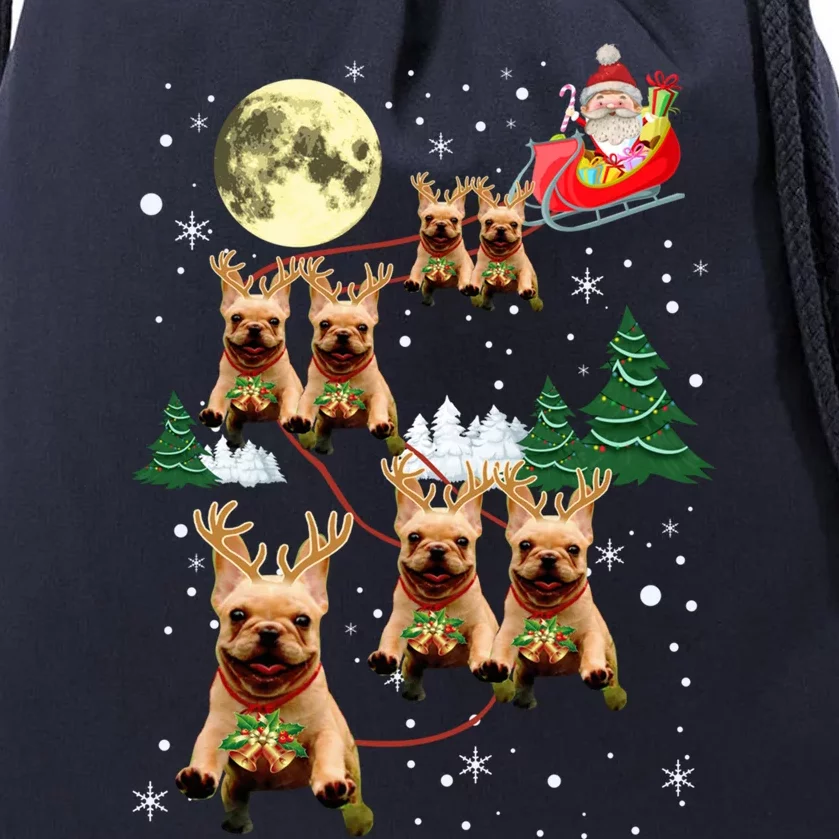 Funny Reindeer Frenchie Xmas Christmas Dog Lovers Gift Cute Gift Drawstring Bag