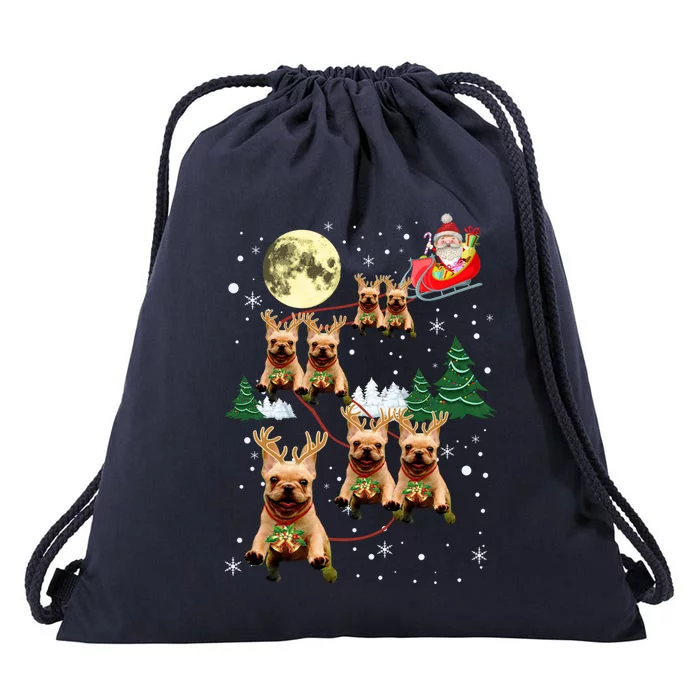 Funny Reindeer Frenchie Xmas Christmas Dog Lovers Gift Cute Gift Drawstring Bag