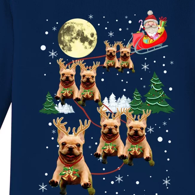 Funny Reindeer Frenchie Xmas Christmas Dog Lovers Gift Cute Gift Baby Long Sleeve Bodysuit