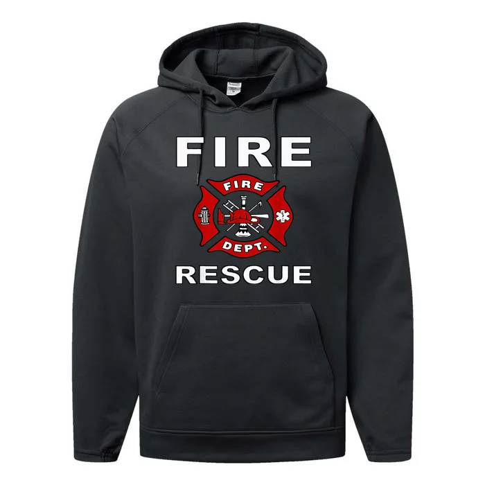 FIRE RESCUE FIRE FIGHTER FIREMAN Performance Fleece Hoodie