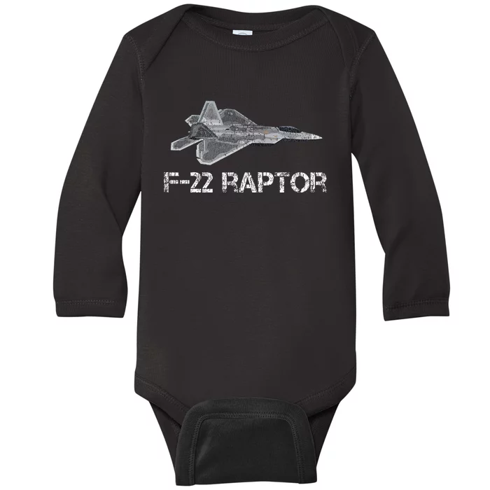 F22 Raptor Fighter Jet Military Pilot Baby Long Sleeve Bodysuit