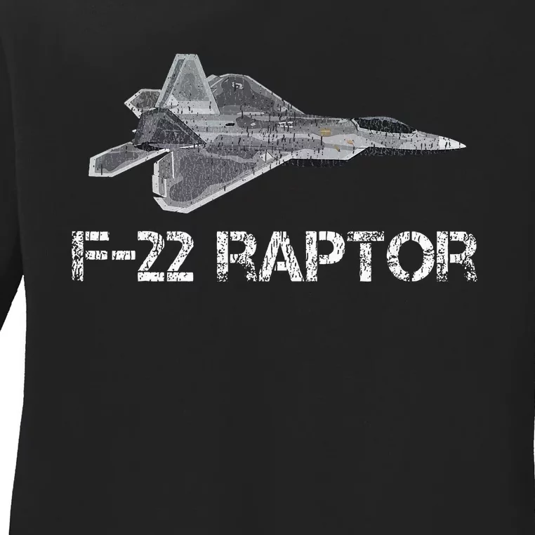 F22 Raptor Fighter Jet Military Pilot Ladies Long Sleeve Shirt