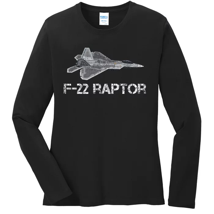 F22 Raptor Fighter Jet Military Pilot Ladies Long Sleeve Shirt