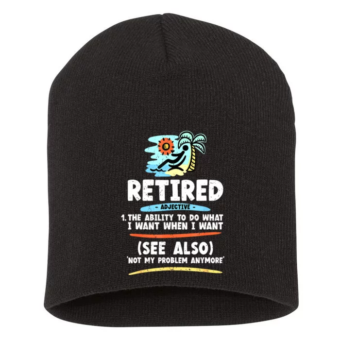 Funny Retired Funny Grandpa Funny Retirement Short Acrylic Beanie