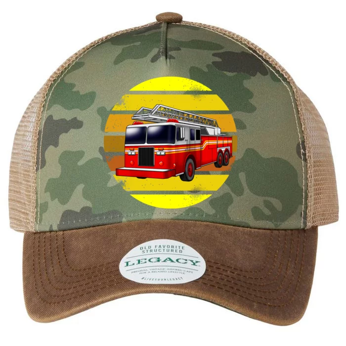 Firetruck Retro Fire Rescuer Firefighter Gift Legacy Tie Dye Trucker Hat