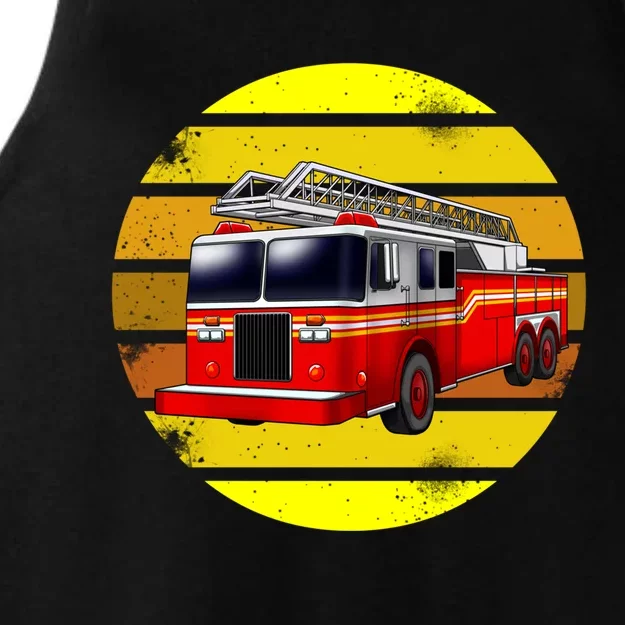 Firetruck Retro Fire Rescuer Firefighter Gift Ladies Tri-Blend Wicking Tank