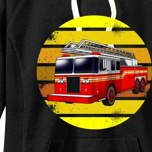 Firetruck Retro Fire Rescuer Firefighter Gift Women's Fleece Hoodie