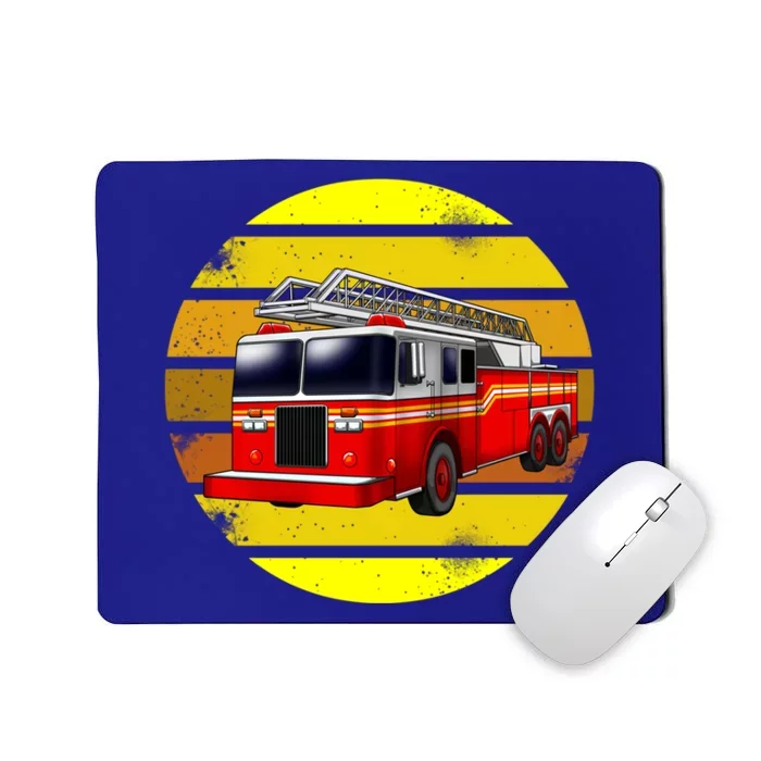 Firetruck Retro Fire Rescuer Firefighter Gift Mousepad