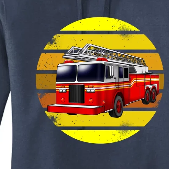 Firetruck Retro Fire Rescuer Firefighter Gift Women's Pullover Hoodie