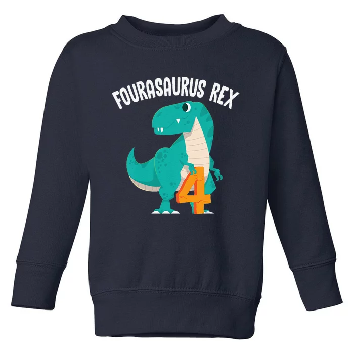 Fourasaurus Rex Funny Dinosaur Birthday Party Gift Toddler Sweatshirt