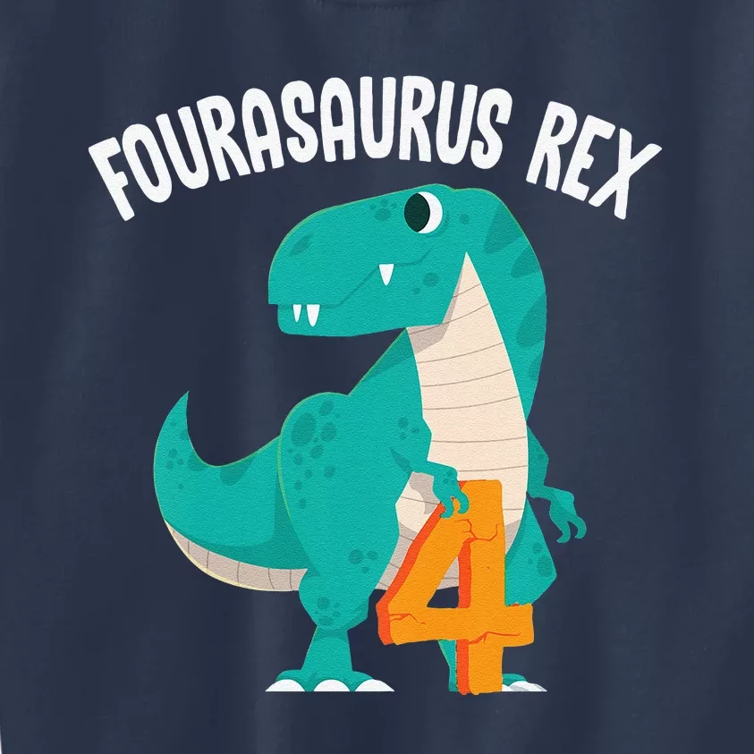 Fourasaurus Rex Funny Dinosaur Birthday Party Gift Kids Sweatshirt