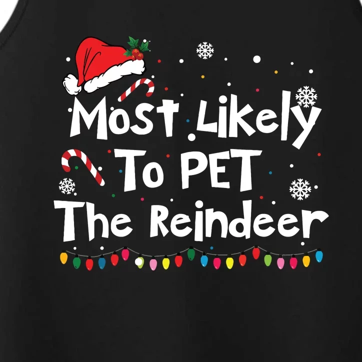 Funny Reindeer Family Christmas Holiday Santa Claus Hat Performance Tank