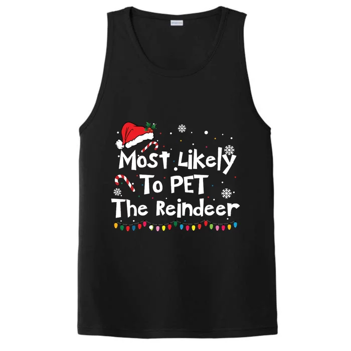 Funny Reindeer Family Christmas Holiday Santa Claus Hat Performance Tank