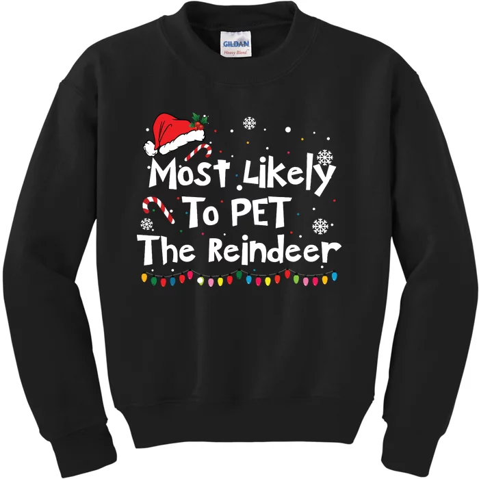 Funny Reindeer Family Christmas Holiday Santa Claus Hat Kids Sweatshirt