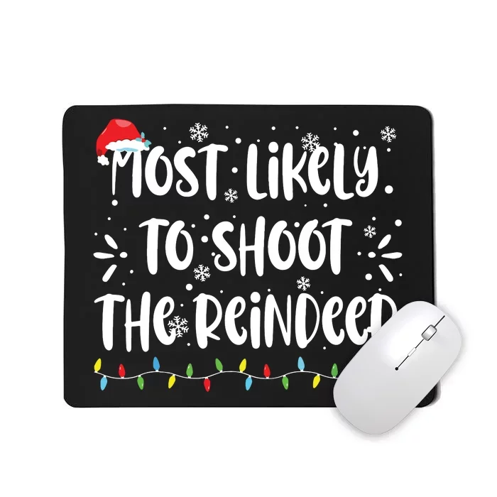 Funny Reindeer Family Christmas Holiday Santa Hat Xmas Mousepad