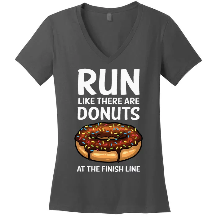 Funny Running For Men Women Donut Finish Line Marathon Women's V-Neck T-Shirt