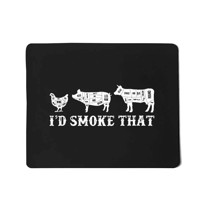 Funny Retro Grilling BBQ Smoker Chef Dad GiftI'd Smoke That Mousepad