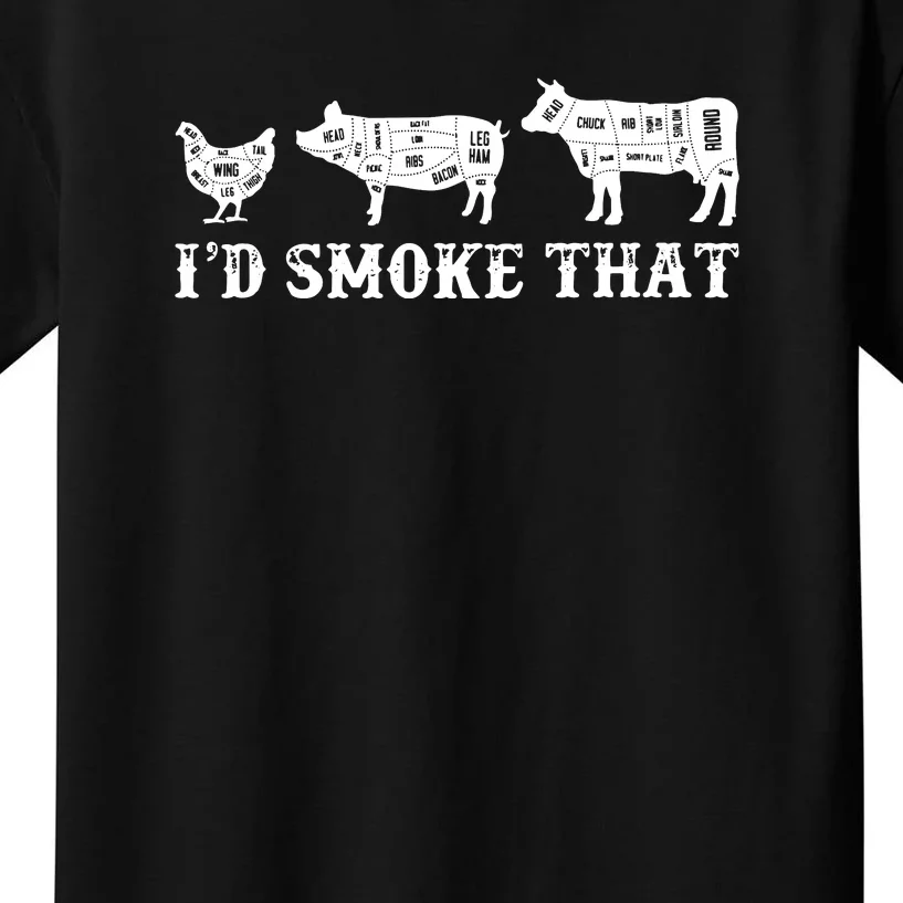 Funny Retro Grilling BBQ Smoker Chef Dad GiftI'd Smoke That Kids T-Shirt