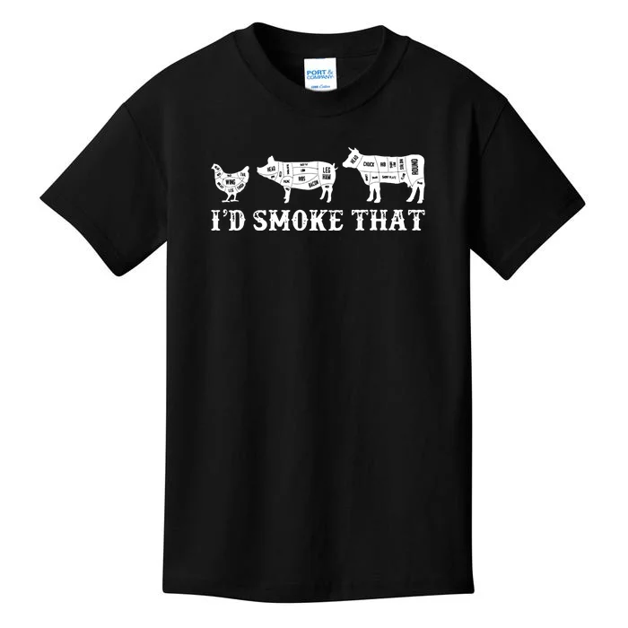 Funny Retro Grilling BBQ Smoker Chef Dad GiftI'd Smoke That Kids T-Shirt