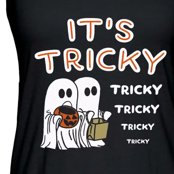 Funny Retro Ghosts Its Tricky Tricky Tricky Spooky Halloween Ladies Essential Flowy Tank