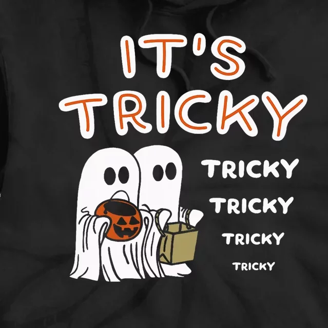 Funny Retro Ghosts Its Tricky Tricky Tricky Spooky Halloween Tie Dye Hoodie