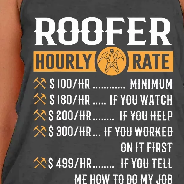 Funny Roofer Gifts Roofer Hourly Rate Women's Knotted Racerback Tank