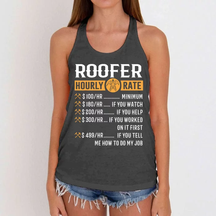 Funny Roofer Gifts Roofer Hourly Rate Women's Knotted Racerback Tank