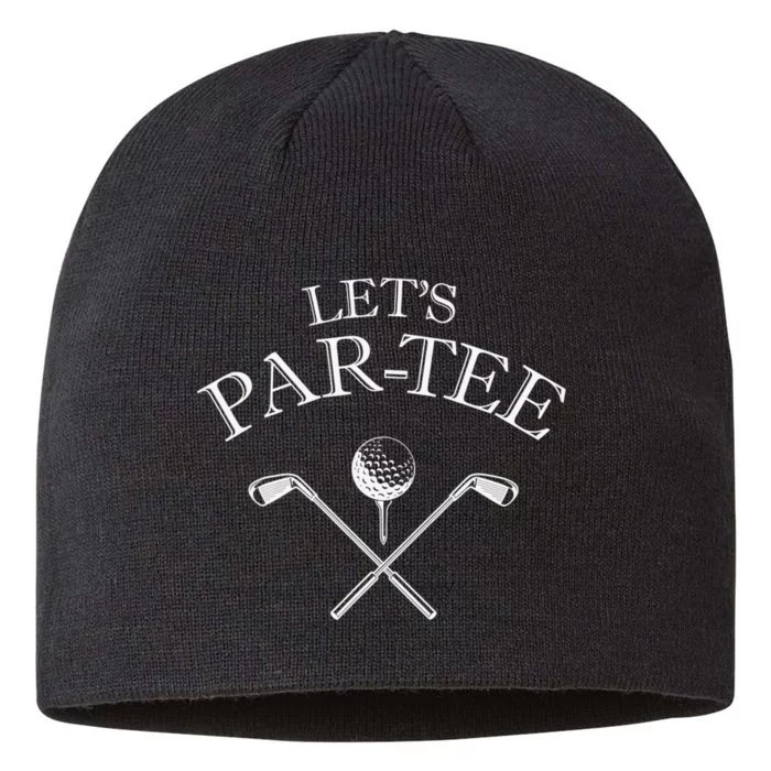 Funny retro Golf Lover Let's Par-tee golf cart Let's par tee 8 1/2in Sustainable Knit Beanie