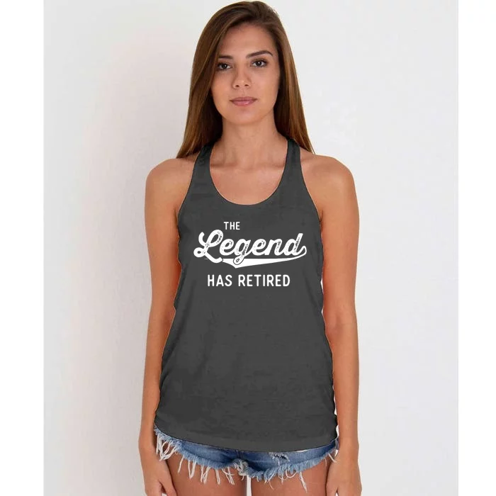 Funny Retirement Gifts The Legend Has Retired Women's Knotted Racerback Tank