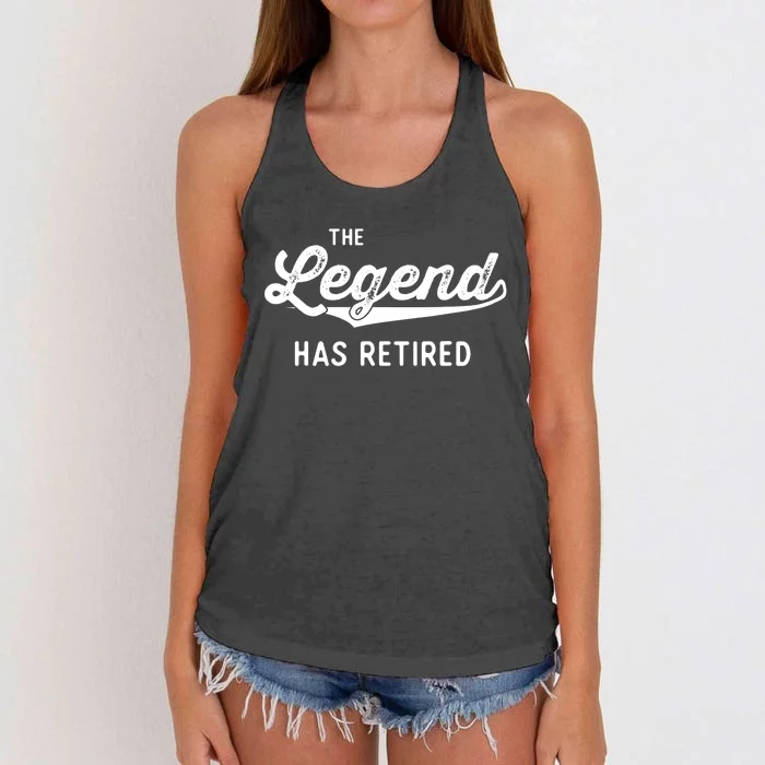 Funny Retirement Gifts The Legend Has Retired Women's Knotted Racerback Tank