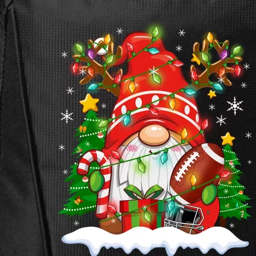 Funny Reindeer Gnome And Football Ball Christmas Lights Xmas Gift City Backpack