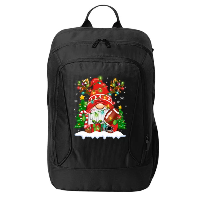 Funny Reindeer Gnome And Football Ball Christmas Lights Xmas Gift City Backpack