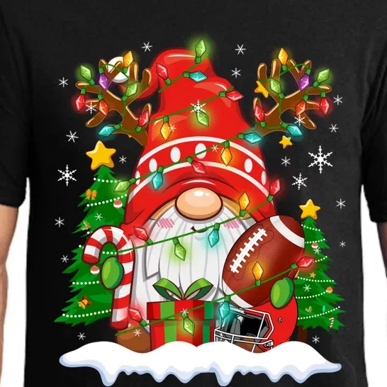 Funny Reindeer Gnome And Football Ball Christmas Lights Xmas Gift Pajama Set