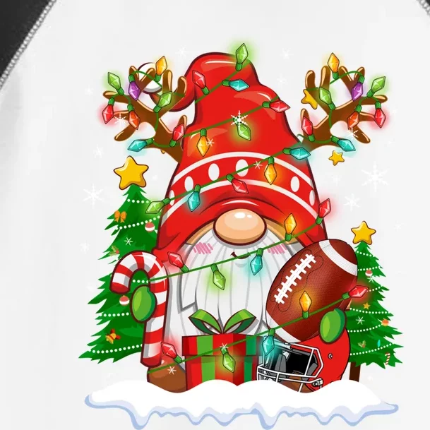 Funny Reindeer Gnome And Football Ball Christmas Lights Xmas Gift Toddler Fine Jersey T-Shirt