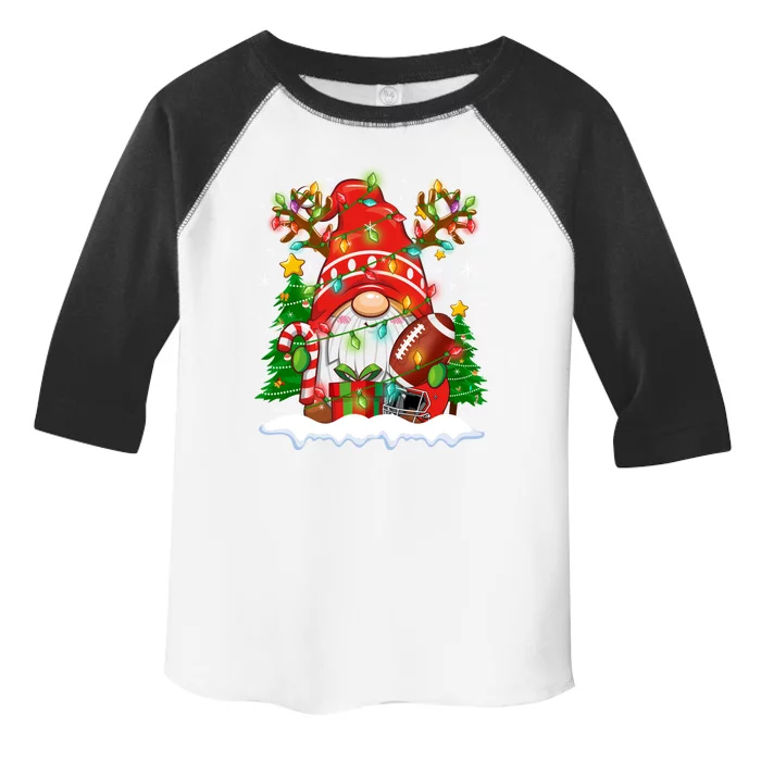 Funny Reindeer Gnome And Football Ball Christmas Lights Xmas Gift Toddler Fine Jersey T-Shirt