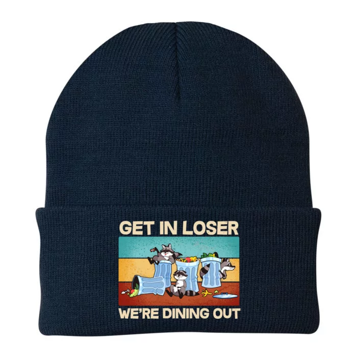 Funny Raccoons Get In Loser We're Dining Out Knit Cap Winter Beanie