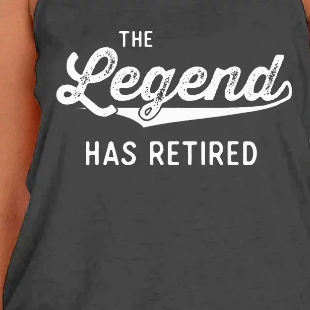 Funny Retiret Gifts The Legend Has Retired Women's Knotted Racerback Tank