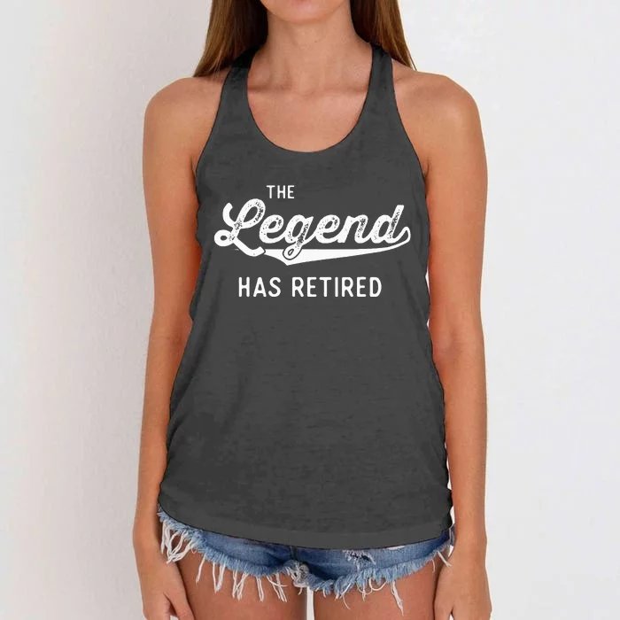 Funny Retiret Gifts The Legend Has Retired Women's Knotted Racerback Tank