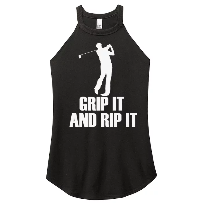 Funny Retro Grip and Rip It Disc Golf Women’s Perfect Tri Rocker Tank