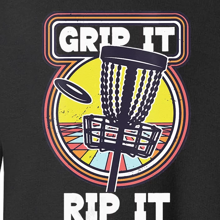 Funny Retro Grip and Rip It Disc Golf Toddler Sweatshirt