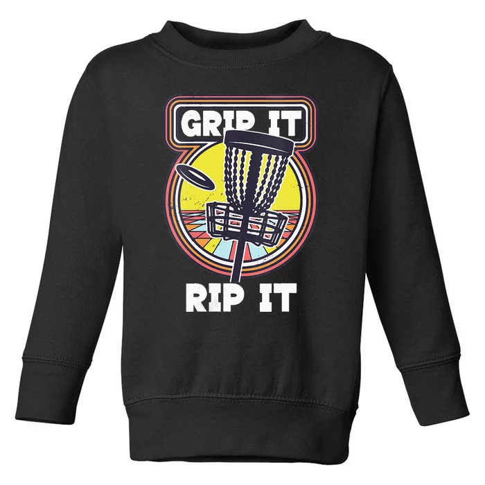 Funny Retro Grip and Rip It Disc Golf Toddler Sweatshirt