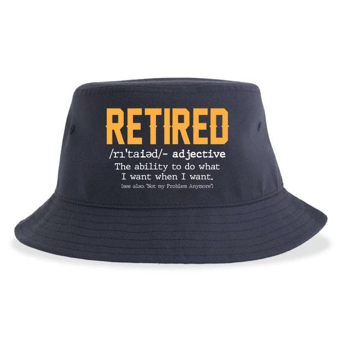 Funny Retirement Gag Gift Retired Definition Sustainable Bucket Hat