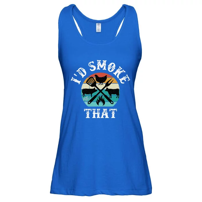 Funny Retro Grilling BBQ Smoker Chef Dad GiftId Smoke That Ladies Essential Flowy Tank