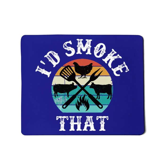 Funny Retro Grilling BBQ Smoker Chef Dad GiftId Smoke That Mousepad