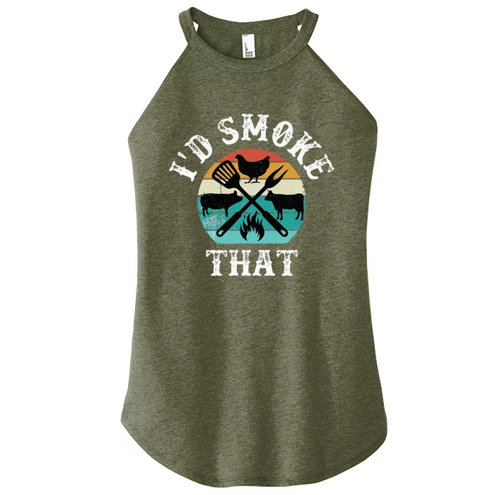 Funny Retro Grilling BBQ Smoker Chef Dad GiftId Smoke That Women’s Perfect Tri Rocker Tank