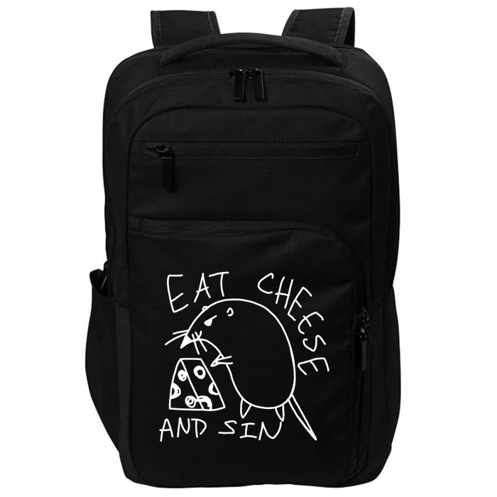 Funny Rat Gift Eat Cheese And Sin Mouse Meme Impact Tech Backpack