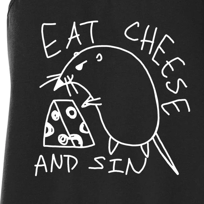 Funny Rat Gift Eat Cheese And Sin Mouse Meme Women's Racerback Tank